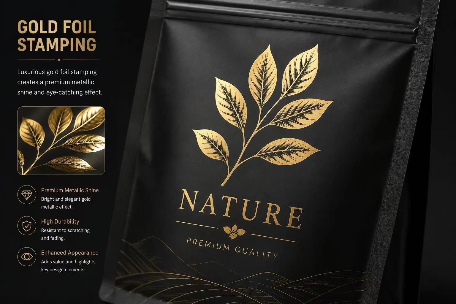 Gold Foil Stamping Surface Treatment for Flexible Packaging Pouch
