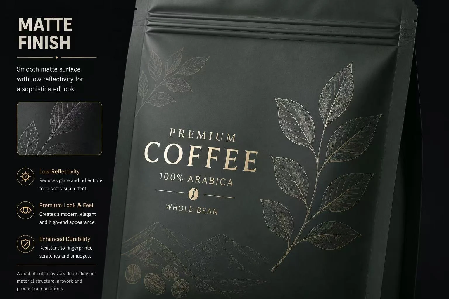 Matte Finish Surface Treatment for Flexible Packaging Coffee Pouch