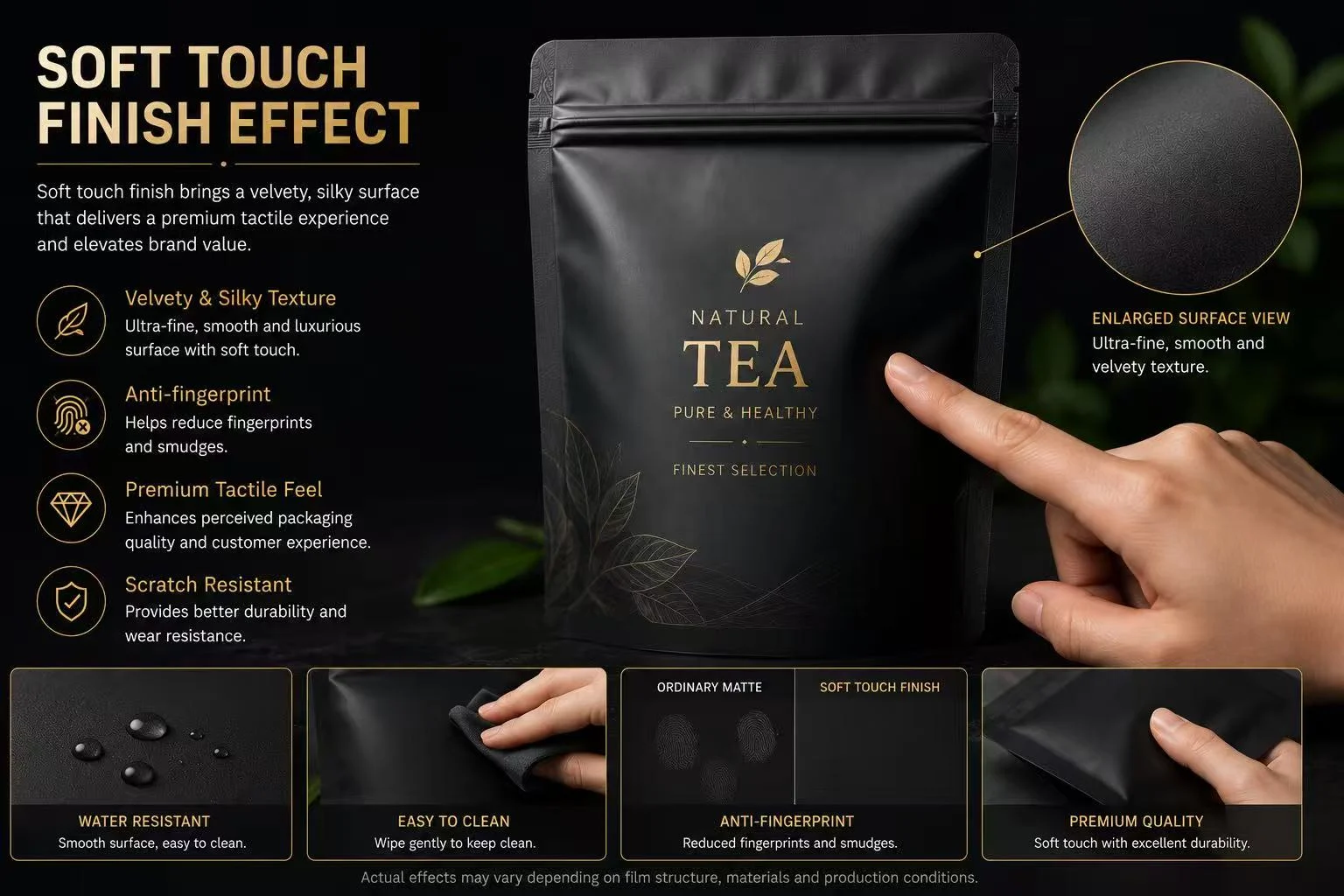 Soft Touch Finish Surface Treatment for Flexible Packaging Pouch
