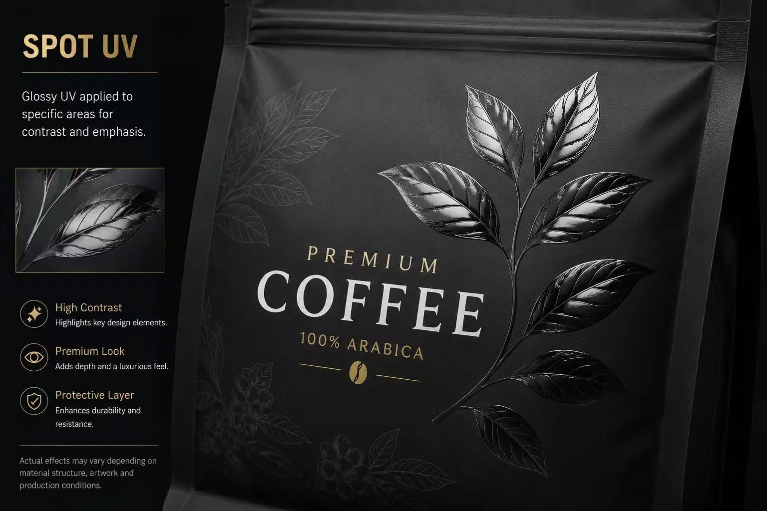 Spot UV Surface Treatment for Flexible Packaging Coffee Pouch