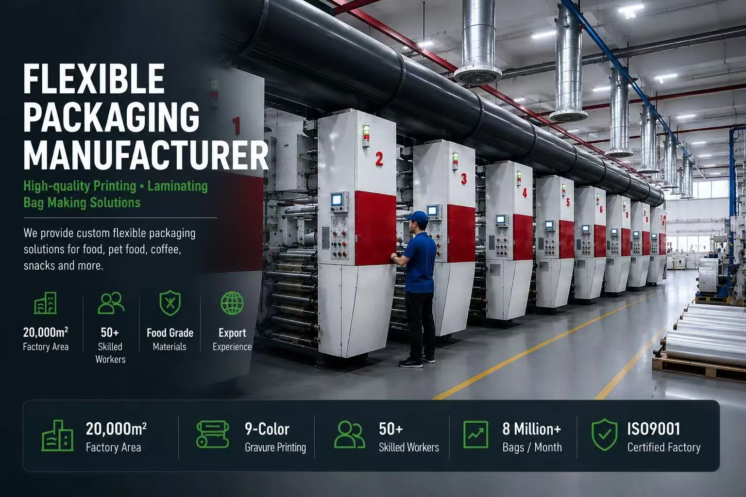Flexible packaging gravure printing production line